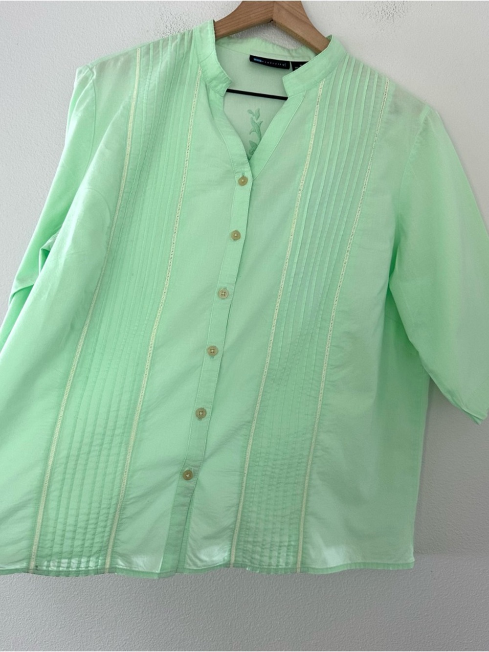 Vintage RELATIVITY 100% Cotton Mint Green Button up Embroidery Sz Plus 1X Boho - Picture 4 of 16